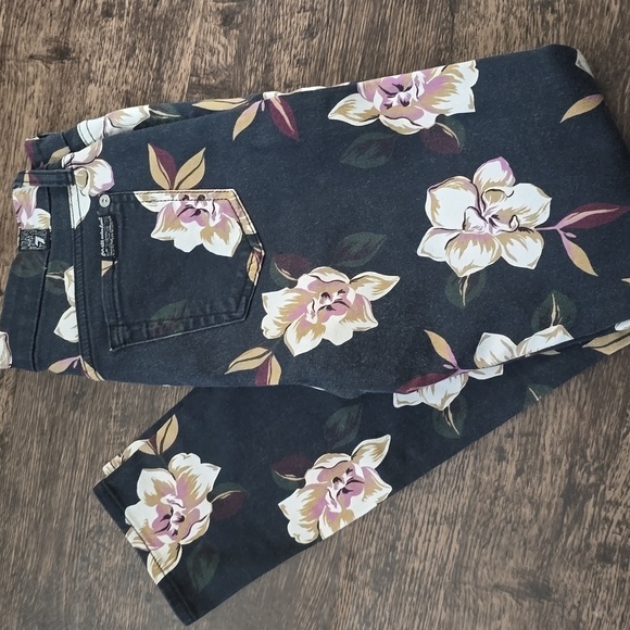 7 FOR ALL MANKIND Floral Women's Jeans Sz 26 Green Pink Skinny - Picture 7 of 7